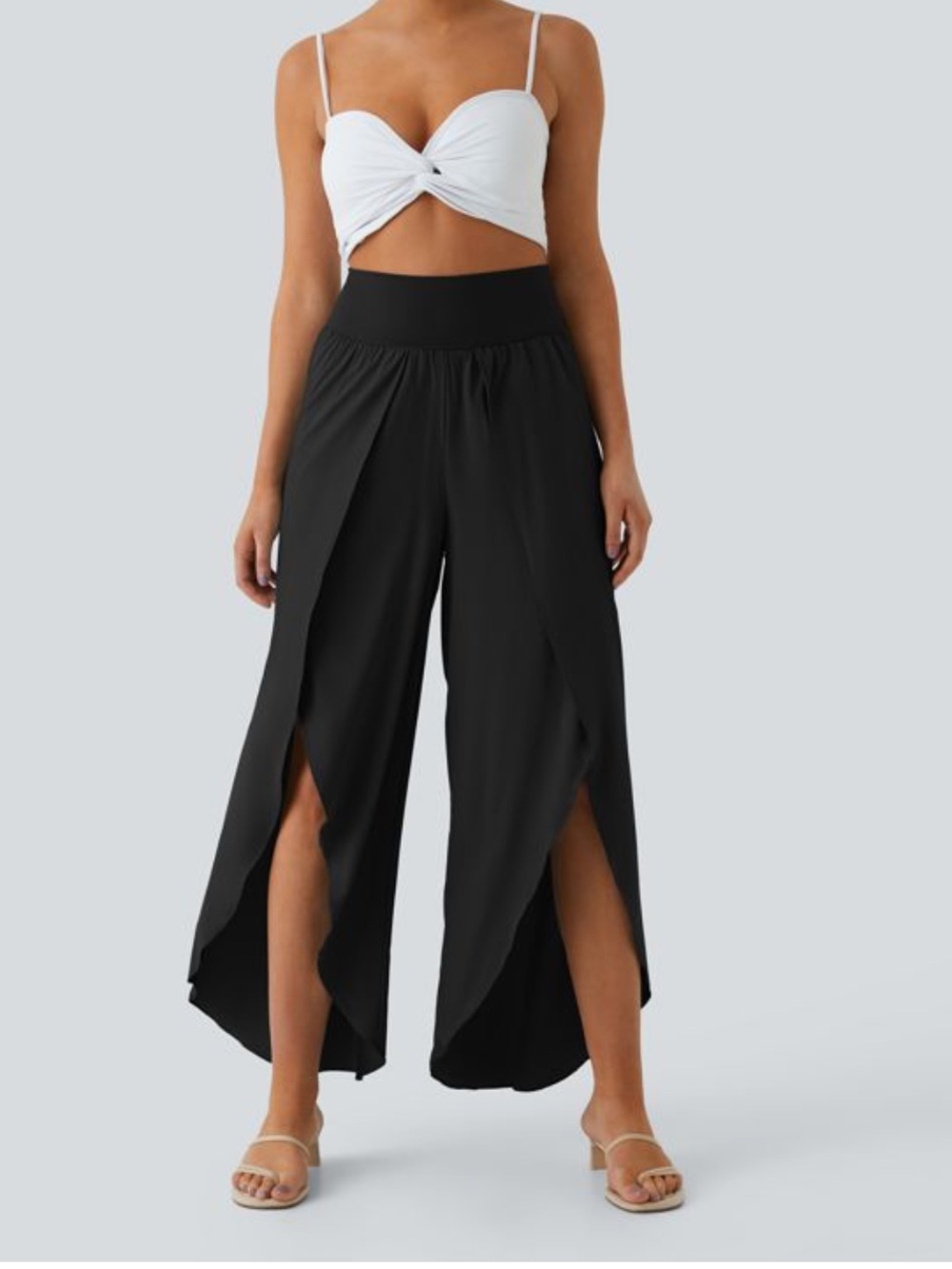 Halara Breezeful High Waisted Wide Leg Palazzo Pants Medium Black Flowy NWT